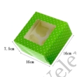 Kép 2/3 - 2 db zöld fehér pöttyös 4 adagos karton muffin doboz