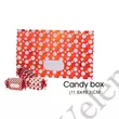 Kép 2/6 - 3 db 11,8*19,3 cm-es összehajtható piros karácsonyi mintás cukorka alakú ajándék doboz