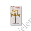 Arany színű műanyag Happy Birthday felirat beszúró tortadísz