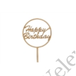 Kép 1/2 - Natúr kerek Happy Birthday feliratos tortadísz sziluett
