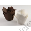 Kép 1/2 - Tulipán alakú fehér-barna elegáns muffin papír nagy méretű 24 db