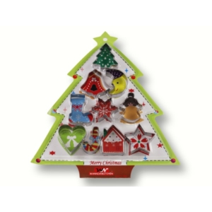 10 részes süti kiszúró készlet karácsonyfa alakú csomagolásban