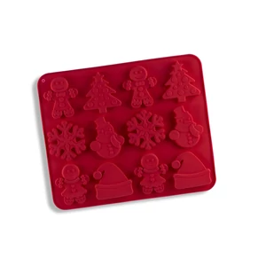 Ünnepi Szilikon Csoki- és Bonbonforma – Karácsonyi Design, 12 Adagos