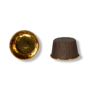 12 db barna kemény falú muffin kapszli arany belsővel