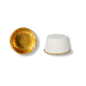 12 db fehér kemény falú muffin kapszli arany belsővel