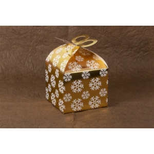 2 db 9*9 cm-es összehajtható arany színű karácsonyi mintás ajándék doboz
