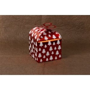 2 db 9*9 cm-es összehajtható piros karácsonyi mintás ajándék doboz