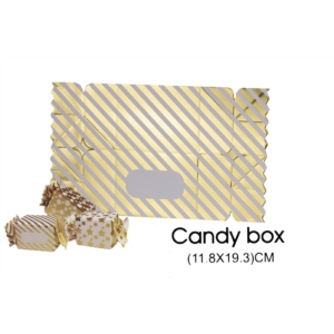 3 db 11,8*19,3 cm-es összehajtható arany karácsonyi mintás cukorka alakú ajándék doboz