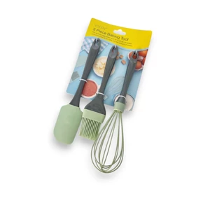 3 részes szilikon konyhai eszköz készlet - ecset, spatula, habverő