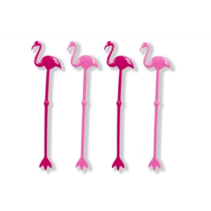 4 db rózsaszín flamingós műanyag koktél keverő pálcika