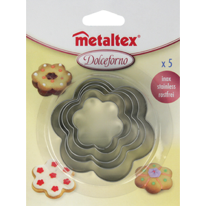 5 részes fém Metaltex virág alakú süti kiszúró készlet