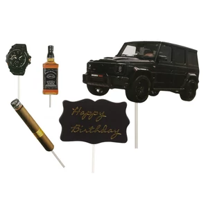 5 részes Happy Birthday szivaros szülinapi tortadísz beszúró