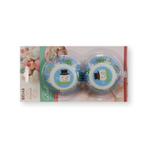 50 db-os világoskék hóemberes karácsonyi muffin papír