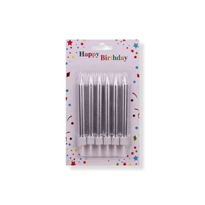 6 db 8,5 cm-es ezüst színű tortagyertya tartóval