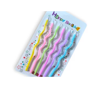6 db színes csavart tortagyertya 14 cm