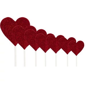 7 db-os piros szíves tortadísz szett