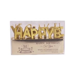 Arany színű Happy Birthday felirat tortagyertya