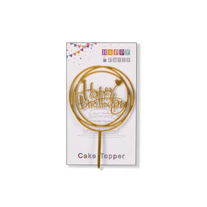 Arany szíves Happy Birthday tortadísz