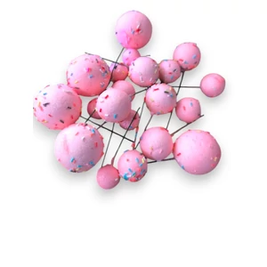 Babarózsaszín csillámos gömbdekoráció tortára, beszúró