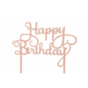 Barckszínű Happy Birthday felirat tortadísz sziluett