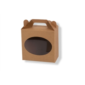 Barna 135*70*130 mm-es ablakos füles süteményes doboz