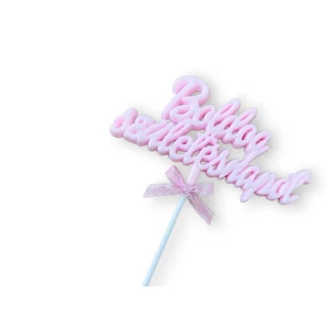 Boldog Születésnapot feliratos rózsaszín beszúró tortadísz