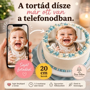 Saját fényképes kerek tortaostya 20 cm