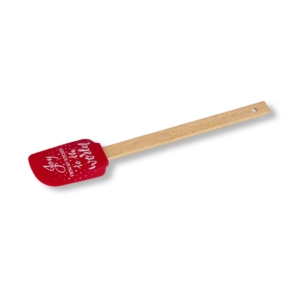 Fa nyelű karácsonyi piros szilikon spatula