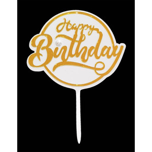 Fehér-arany Happy Birthday sziluett beszúró