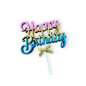 Happy Birthday beszúró tortadísz műanyag szivárvány színű