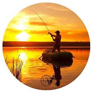 Horgász gumicsónakban tortaostya