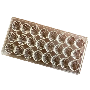 Kagyló alakú polikarbonát bonbon forma 24 adagos