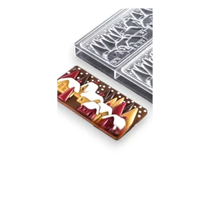 Karácsonyi város polikarbonát tábla csoki forma, 3 adagos 