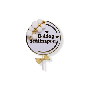 Kör alakú Happy Birthday feliratos pomponos tortabeszúró