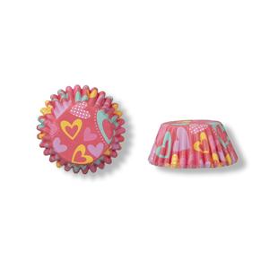 Pink alapon színes szív mintás 100 db-os bonbon papír