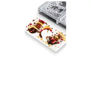 Rénszarvas, hóember, Mikulás polikarbonát tábla csoki forma 3 adagos 