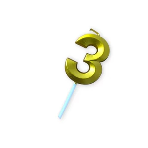 Számgyertya 3, arany színű