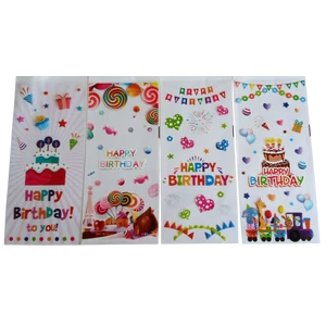 Vidám színes Happy Birthday celofán tasak 12 db