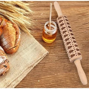 Karácsonyi mintás sodrófa, mintás nyújtófa, kekszmintázó sodrófa Karácsonyfa