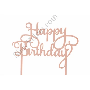 Barckszínű Happy Birthday felirat tortadísz sziluett