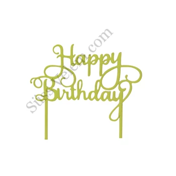 Élénk Zöld Happy Birthday felirat tortadísz sziluett