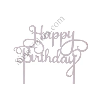 Fehér Happy Birthday felirat tortadísz sziluett