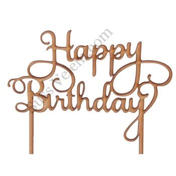 Natúr fa Happy Birthday felirat tortadísz sziluett