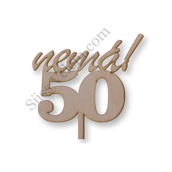 Natúr NEMÁ! feliratos nagy 50-es szülinapi sziluett tortadísz