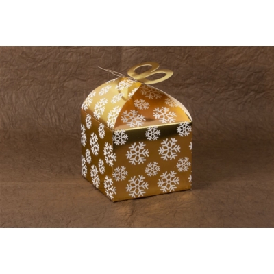 2 db 18*9*9 cm-es összehajtható arany színű karácsonyi mintás ajándék doboz