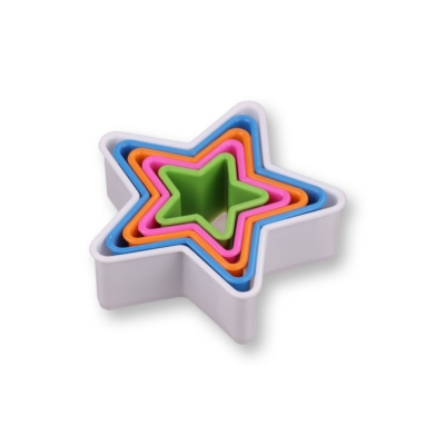 5 db-os színes csillag alakú műanyag süti kiszúró szett
