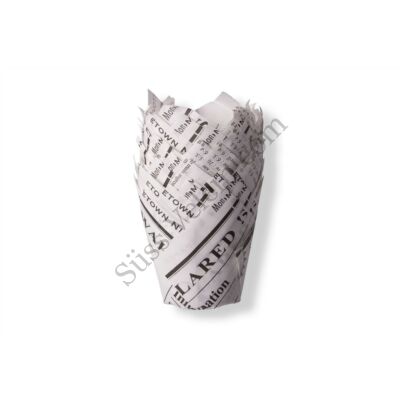 24 db 5 cm átmérőjű újságpapír mintás tulipános muffin papír