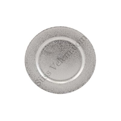 33 cm-es műanyag  ezüst színű süteményes tál