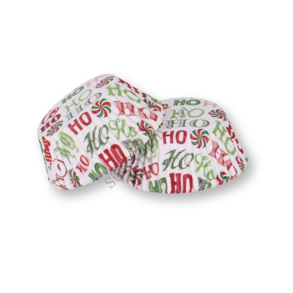 100 db-os 'Ho-Ho-Ho' feliratos zöld-fehér-piros karácsonyi muffin papír