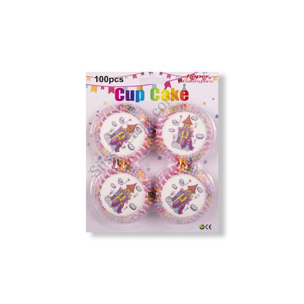 100 db színes hercegnő kastély mintás muffin papír